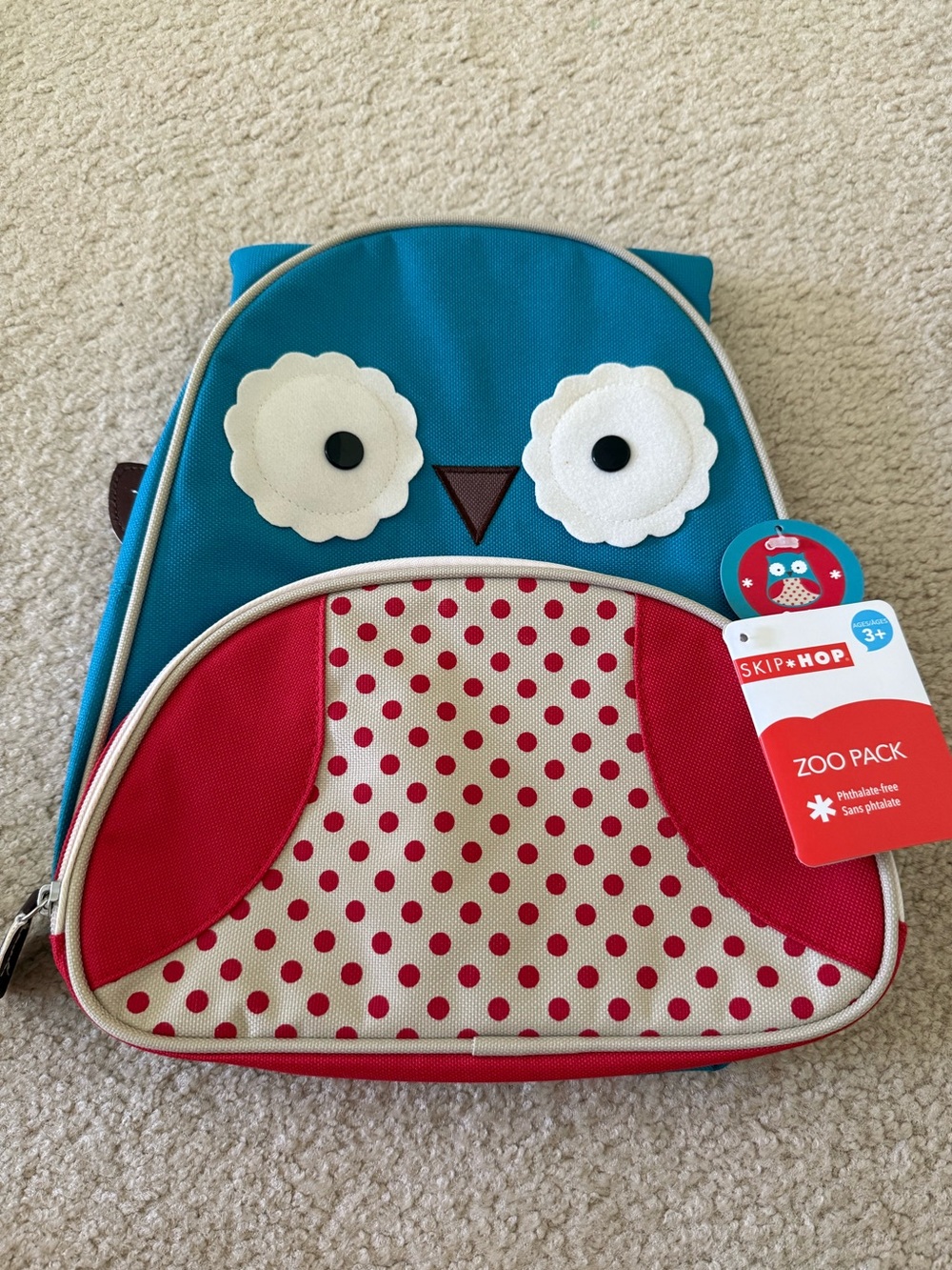 Skip Hop Teal and Red Owl Zoo Pack Kids Backpack